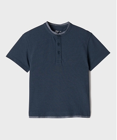 GEMO Tee-shirt tunisien à manches courtes en maille piquée garçon Bleu