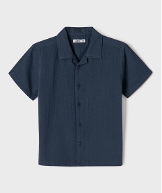 GEMO Chemise manches courtes en coton texturé garçon Bleu