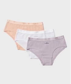 GEMO Shorties en coton stretch avec inscription fille (lot de 3) Rose
