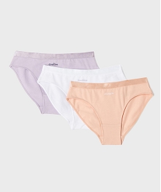GEMO Culottes en coton stretch avec inscription fille (lot de 3) Rose