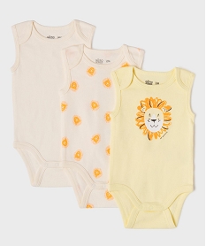 GEMO Body sans manches motifs lions bébé garçon (lot de 3) Jaune