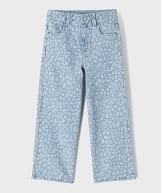 GEMO Jean straight à taille réglable en denim à motifs fille bleu standard