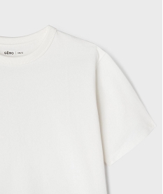 GEMO Tee-shirt manches courtes et col rond uni en coton résistant fille blanc standard