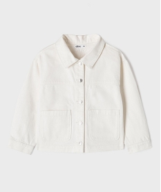 GEMO Veste fille en twill de coton brodée fille blanc standard