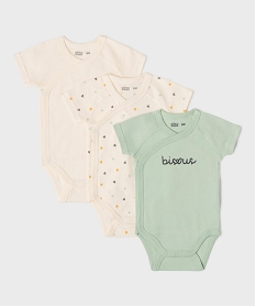 GEMO Body à manches courtes fermeture croisée bébé fille (lot de 3) Beige