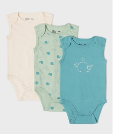 GEMO Body sans manches motifs baleines bébé garçon (lot de 3) bleu standard