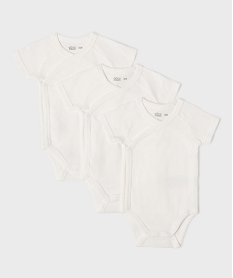 GEMO Body à manches courtes fermeture croisée unis bébé (lot de 3) blanc standard