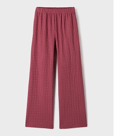GEMO Pantalon large en maille texturée et extensible fille Rose