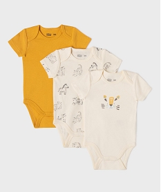 GEMO Body à manches courtes motifs animaux bébé garçon (lot de 3) Beige
