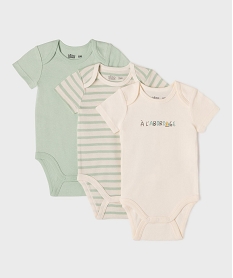 GEMO Body à manches courtes esprit marin bébé (lot de 3) Vert