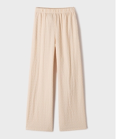 GEMO Pantalon large et fluide en matière texturée fille Beige