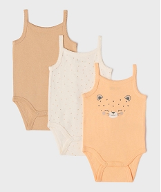 GEMO Body à bretelles à motifs bébé fille (lot de 3) Orange