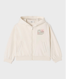 GEMO Sweat zippé à capuche imprimé devant et dos fille blanc standard