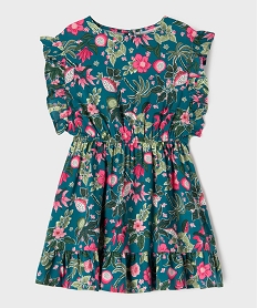 GEMO Robe à volants à motifs fleuris fille Bleu