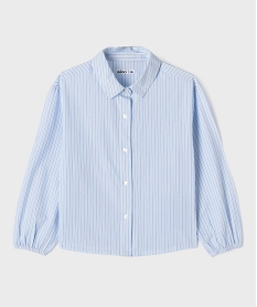 GEMO Chemise rayée avec manches resserrées aux poignets fille Bleu
