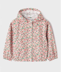 GEMO Blouson imperméable à capuche imprimé fille Rose