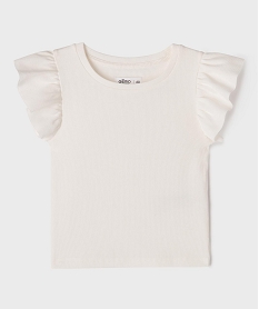 GEMO Tee-shirt manches courtes volantées fille blanc standard