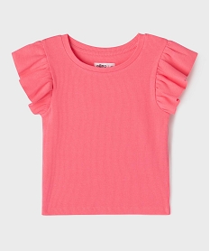 GEMO Tee-shirt manches courtes volantées fille Rose