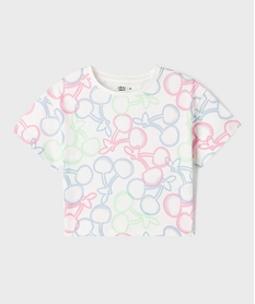GEMO Tee-shirt manches courtes imprimé coupe oversize fille Blanc
