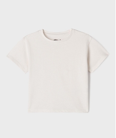 GEMO Tee-shirt manches courtes uni en coton épais fille blanc standard