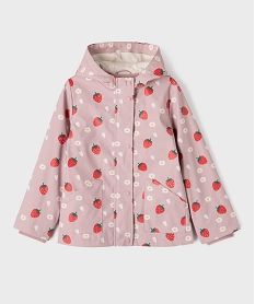 GEMO Imperméable à capuche avec imprimé animé fille qui change de couleur sous la pluie Violet