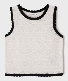 GEMO Débardeur en maille crochetée fille blanc standard