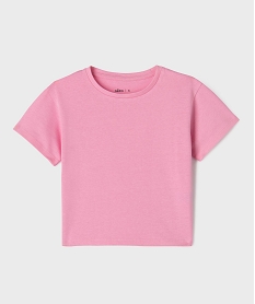 GEMO Tee-shirt manches courtes uni en coton épais fille rose vif