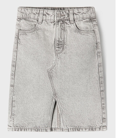 GEMO Jupe en jean délavé fille Gris
