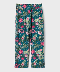 GEMO Pantalon fluide à motifs fleuris avec taille ajustable fille Bleu
