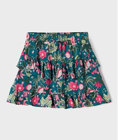 GEMO Jupe à volants à motifs fleuris fille Bleu