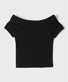 GEMO Tee-shirt manches courtes avec col Bardot fille noir standard