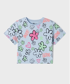 GEMO Tee-shirt manches courtes imprimé coupe oversize fille Bleu