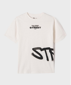 GEMO Tee-shirt manches courtes avec inscriptions graffiti garçon blanc standard