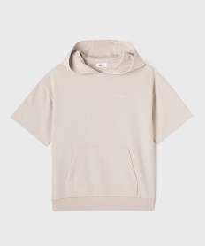 GEMO Sweat à manches courtes et capuche garçon beige standard