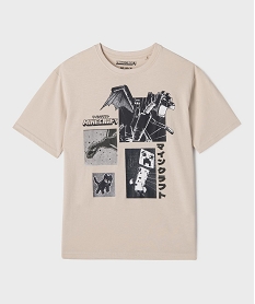 GEMO Tee-shirt manches courtes imprimé garçon - Minecraft beige standard