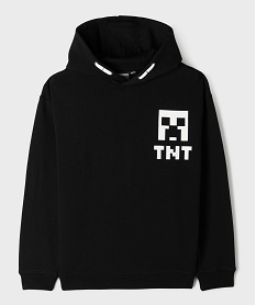 GEMO Sweat à capuche avec motif poitrine et dos garçon - Minecraft noir standard