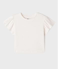 GEMO Tee-shirt manches courtes volantées fille blanc standard