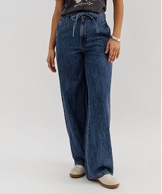 GEMO Jean wide leg taille haute élastiquée femme Bleu