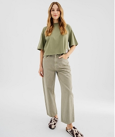 GEMO Jean barrel coloré taille haute femme vert standard
