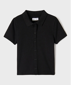 GEMO Polo en maille côtelée avec boutons fantaisie fille noir standard