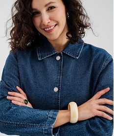 GEMO Veste en jean fluide avec motifs brodés ajourés femme bleu standard