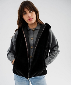 GEMO Doudoune sans manches réversible à capuche femme noir standard