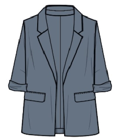 GEMO Veste blazer à manches 34 sans bouton femme Bleu