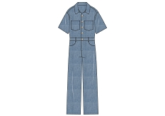 GEMO Combinaison pantalon à haut chemise manches courtes femme - LuluCastagnette bleu standard