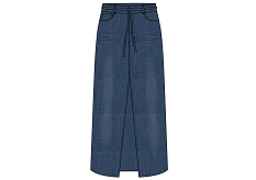 GEMO Jupe en jean longue et fendue avec ceinture à nouer femme bleu standard