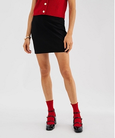 GEMO Jupe courte moulante en jersey extensible femme noir standard