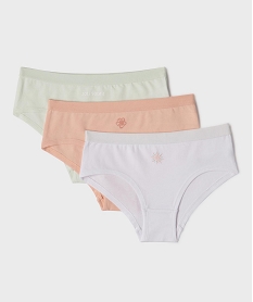 GEMO Shorties en coton stretch à motifs fille (lot de 3) blanc vif