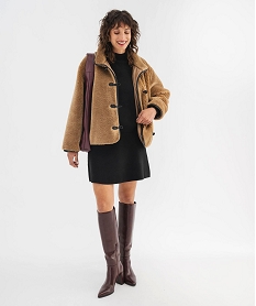 GEMO Jupe courte en maille coupe trapèze femme noir standard