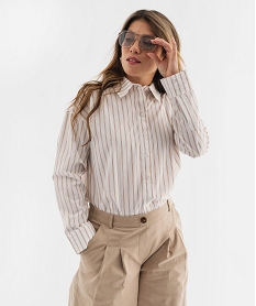 GEMO Chemise à rayures coupe ample femme Brun