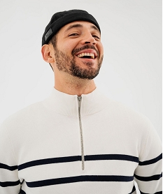 pull en coton avec col montant zippe homme blanc pullsK715401_2